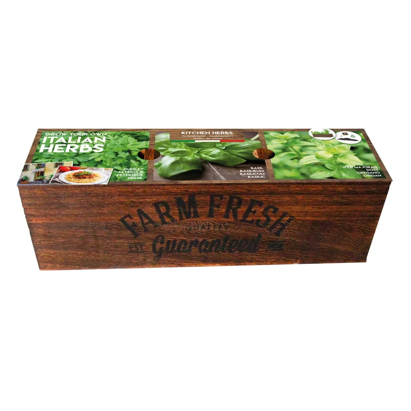 Anzuchtkiste Farm Fresh, Italienische Kräuter, Holz, Saatgut, Anzuchterde 3 Anzuchtkiste Farm Fresh, Italienische Kräuter, Holz, Saatgut, Anzuchterde