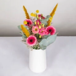 Gemischter Blumenbund 'Glücksrausch' Inkl. Gratis Grußkarte -Günstiges Saat Zeit Geschäft 1025700004 DIY Mixbund Gluecksrausch Gerbera Lisi Euka Statice Crasp Fluffy 2 94528