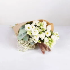 Gemischter Blumenbund 'Eleganz In Weiß' Inkl. Gratis Grußkarte -Günstiges Saat Zeit Geschäft 1025700008 DIY Mixbund Eleganz in Weiss Lisianthus weiss Gypso Euka Fluffy 1 94531