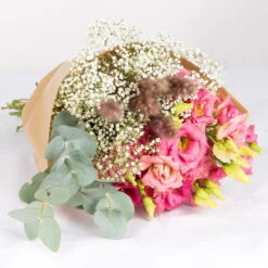 Gemischter Blumenbund 'Eleganz In Rosa' Inkl. Gratis Grußkarte -Günstiges Saat Zeit Geschäft 1025700014 DIY Mixbund Eleganz in Rosa Lisianthus rosa Gypso Euka Fluffy 1 94535